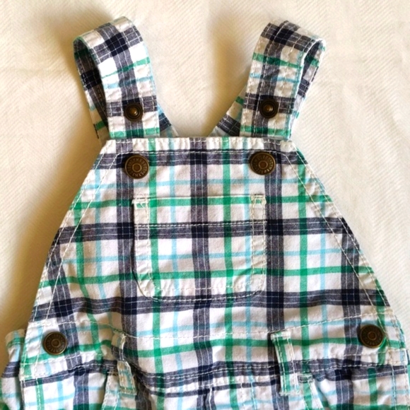 gymboree summer plaid shortalls shorts overalls 3 months baby - Picture 2 of 6